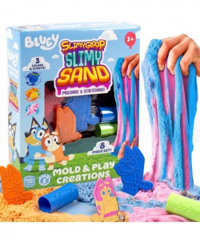 Bluey SLIMYGLOOP Slimy Sand Mold & Play Creations 8-Piece Sensory Sand Playset 3 Scented Colors Sensory Activity for Kids Age...