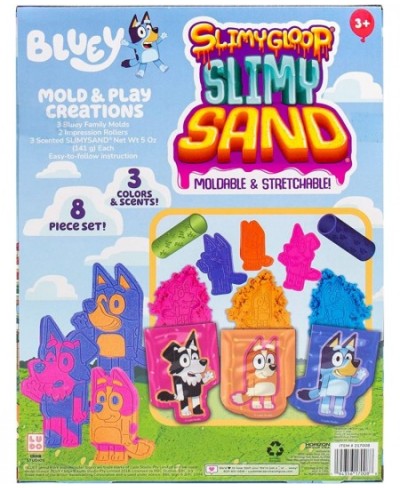 Bluey SLIMYGLOOP Slimy Sand Mold & Play Creations 8-Piece Sensory Sand Playset 3 Scented Colors Sensory Activity for Kids Age...