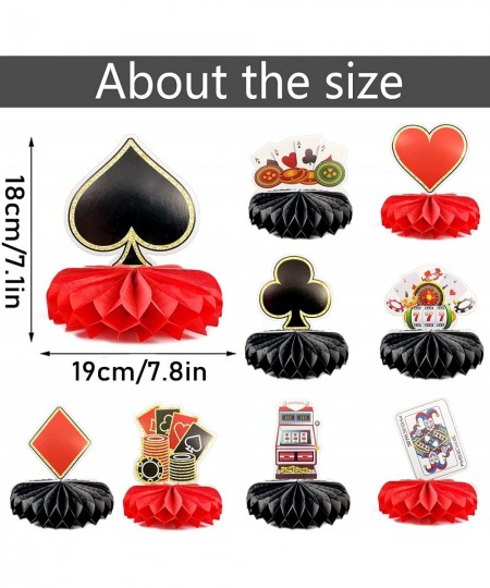 9 Pieces Casino Themed Honeycomb Centerpiece 3D Table Party Decoration Paper Centerpieces for Poker Vegas Birthday Fiesta Par...