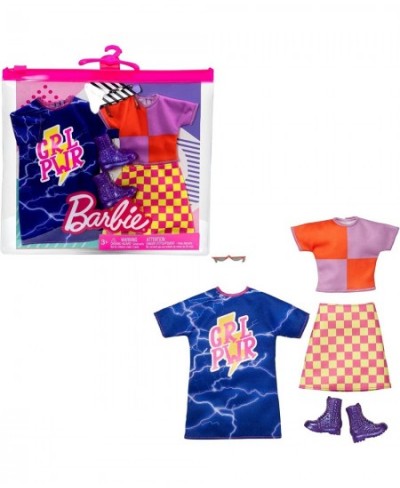 Fashions 2-Pack Clothing Set 2 Outfits for Doll Includes Color-blocked Shirt with Checkered Skirt a “GRL PWR” Blue Sweatshirt...