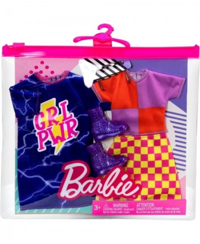 Fashions 2-Pack Clothing Set 2 Outfits for Doll Includes Color-blocked Shirt with Checkered Skirt a “GRL PWR” Blue Sweatshirt...