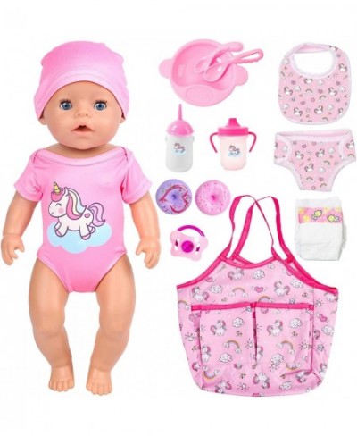 14 Piece Baby Doll Clothes Accessories Feeding Set with Handbag for 14-18 inch Doll Including Clothes Feeding Bottles Drinkin...