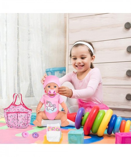 14 Piece Baby Doll Clothes Accessories Feeding Set with Handbag for 14-18 inch Doll Including Clothes Feeding Bottles Drinkin...