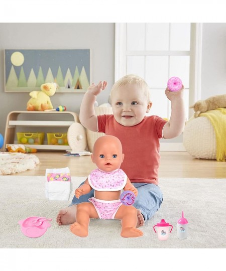 14 Piece Baby Doll Clothes Accessories Feeding Set with Handbag for 14-18 inch Doll Including Clothes Feeding Bottles Drinkin...