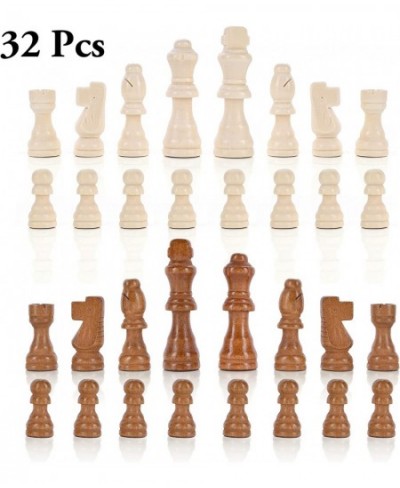 Wooden Chess Pieces Only – 32 Pieces Staunton Style Handcrafted Wood Chessmen with 2 Pouch Bags for Ease of Storage – 3” King...