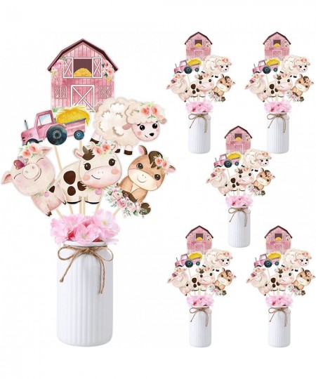 30 Pcs Farm Animal Centerpiece Sticks Floral Animals Table Toppers Birthday Party Supplies Decor for Girls Theme Topper Photo...