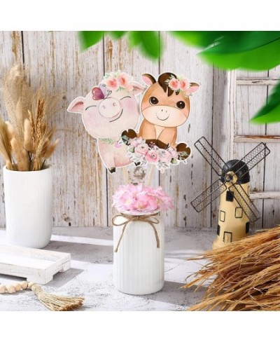 30 Pcs Farm Animal Centerpiece Sticks Floral Animals Table Toppers Birthday Party Supplies Decor for Girls Theme Topper Photo...