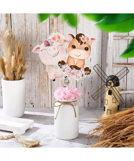 30 Pcs Farm Animal Centerpiece Sticks Floral Animals Table Toppers Birthday Party Supplies Decor for Girls Theme Topper Photo...