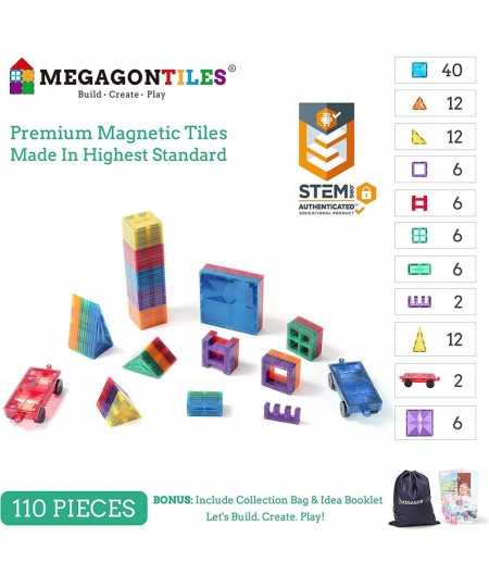 110PCS Premium Magnetic Tiles | STEM AUTHENTICATED | Magnetic Blocks | Magnetic Toys | Magnetic Building Blocks|Gift for Todd...