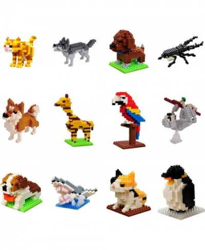 12 in 1 Mini Animals Building Blocks Party Favors for Kids Building Brick Stem Toys for Birthday (12 in 1 Dogs Building Block...