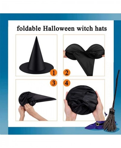 12 Pack Halloween Witch Hat 32Pcs 3D Bats Decorations Halloween Costume Accessory Black Hanging Witch Hat for Halloween Party...