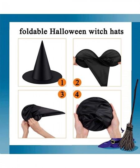 12 Pack Halloween Witch Hat 32Pcs 3D Bats Decorations Halloween Costume Accessory Black Hanging Witch Hat for Halloween Party...