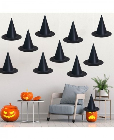 12 Pack Halloween Witch Hat 32Pcs 3D Bats Decorations Halloween Costume Accessory Black Hanging Witch Hat for Halloween Party...