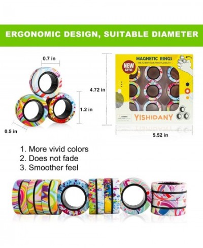 9Pcs Magnetic Rings Fidget Toys Pack Magnets Finger Spinner for ADHD Stress Relief Magical Fingears Ring for Training Relieve...