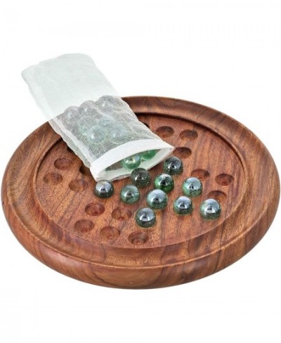 Games Solitaire Board In Wood With Glass Marbles $57.20 - Board Games