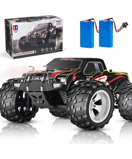 RC Cars 4WD High Speed 20 Km/h 2.4Ghz 1:18 Scale All Terrains Off Road Monster Truck with LED Headlight and Rechargeable Batt...