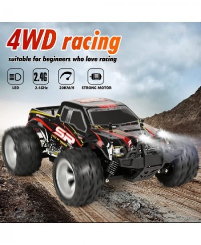 RC Cars 4WD High Speed 20 Km/h 2.4Ghz 1:18 Scale All Terrains Off Road Monster Truck with LED Headlight and Rechargeable Batt...