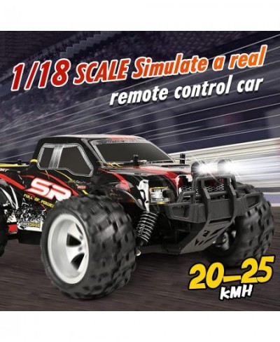 RC Cars 4WD High Speed 20 Km/h 2.4Ghz 1:18 Scale All Terrains Off Road Monster Truck with LED Headlight and Rechargeable Batt...