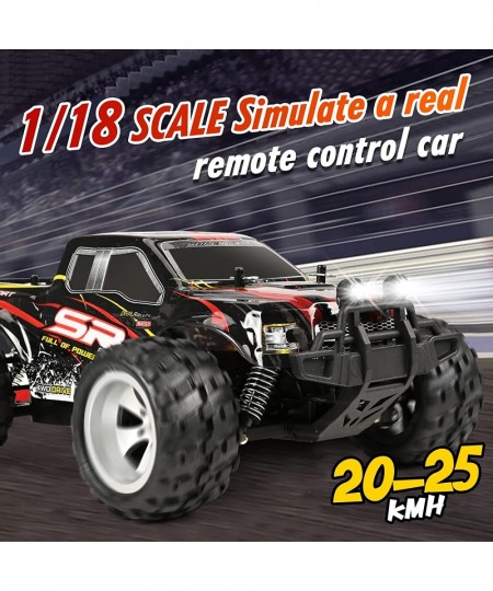 RC Cars 4WD High Speed 20 Km/h 2.4Ghz 1:18 Scale All Terrains Off Road Monster Truck with LED Headlight and Rechargeable Batt...