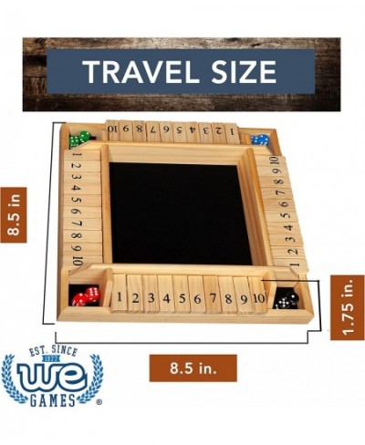 Travel Size 4 Player Shut The Box Dice Board Game - Natural Wood - for Family Game Night Play in Classroom Home or Bar 8.5 In...