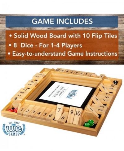 Travel Size 4 Player Shut The Box Dice Board Game - Natural Wood - for Family Game Night Play in Classroom Home or Bar 8.5 In...