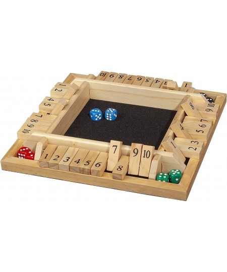 Travel Size 4 Player Shut The Box Dice Board Game - Natural Wood - for Family Game Night Play in Classroom Home or Bar 8.5 In...