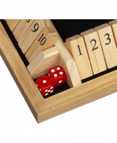 Travel Size 4 Player Shut The Box Dice Board Game - Natural Wood - for Family Game Night Play in Classroom Home or Bar 8.5 In...