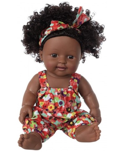 Black Doll 11.8 Inch Realistic Soft Silicone Girl Dolls African American Doll Cute Curly Hair Black Doll with Cute Fashion Cl...