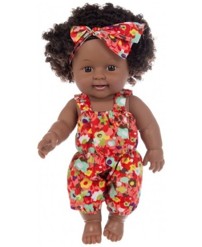 Black Doll 11.8 Inch Realistic Soft Silicone Girl Dolls African American Doll Cute Curly Hair Black Doll with Cute Fashion Cl...