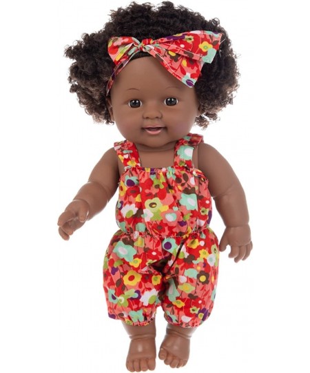 Black Doll 11.8 Inch Realistic Soft Silicone Girl Dolls African American Doll Cute Curly Hair Black Doll with Cute Fashion Cl...