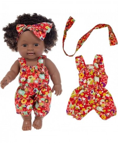 Black Doll 11.8 Inch Realistic Soft Silicone Girl Dolls African American Doll Cute Curly Hair Black Doll with Cute Fashion Cl...