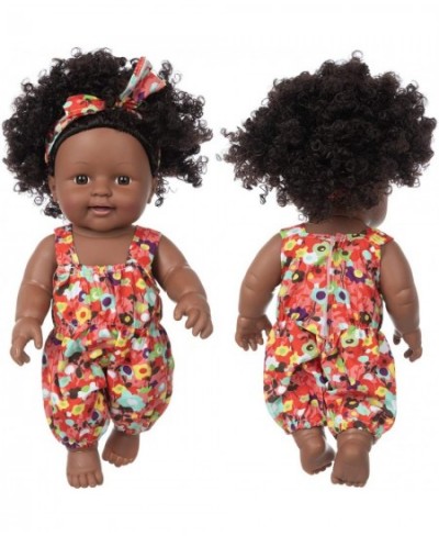 Black Doll 11.8 Inch Realistic Soft Silicone Girl Dolls African American Doll Cute Curly Hair Black Doll with Cute Fashion Cl...