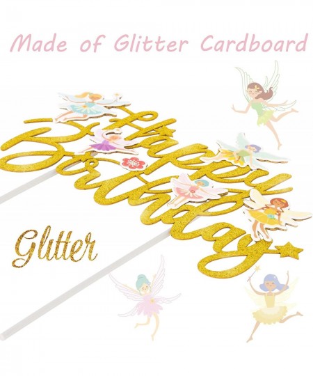 Gold Glitter Fairy Cake Toppers Fairy Birthday Cake Decorations Fairy Party Favors Fairy Garden Decoration for Fairy Birthday...