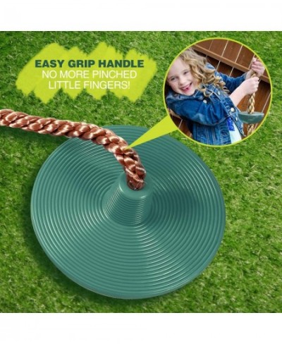 Climbing Rope Swing for Trees Heavy Duty Plastic Disc Swing Seat for Kids and Adults with Hanging Strap and Snap Hooks Green ...