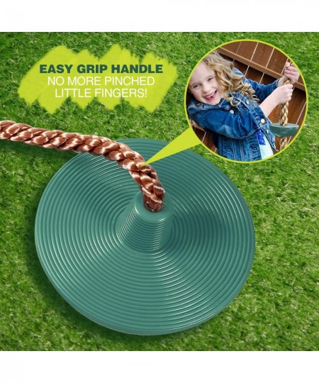 Climbing Rope Swing for Trees Heavy Duty Plastic Disc Swing Seat for Kids and Adults with Hanging Strap and Snap Hooks Green ...