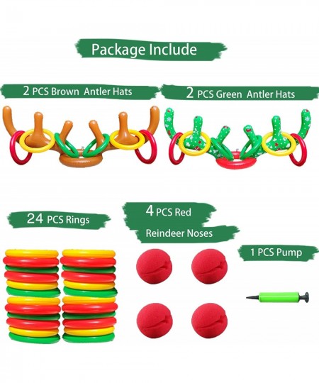 4 Sets Christmas Inflatable Reindeer Antler Ring Toss Game School Family Favors Party Gift Supplies Outdoor Indoor Toy (24 Ri...