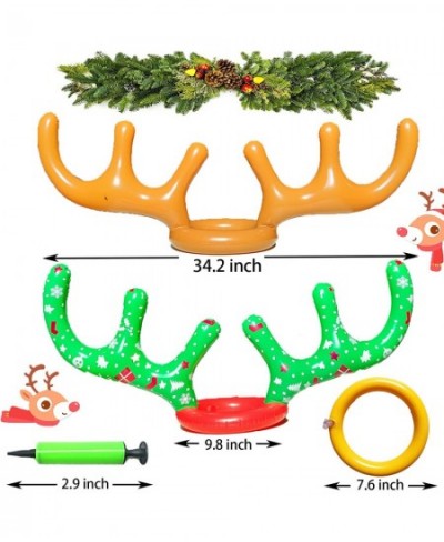 4 Sets Christmas Inflatable Reindeer Antler Ring Toss Game School Family Favors Party Gift Supplies Outdoor Indoor Toy (24 Ri...