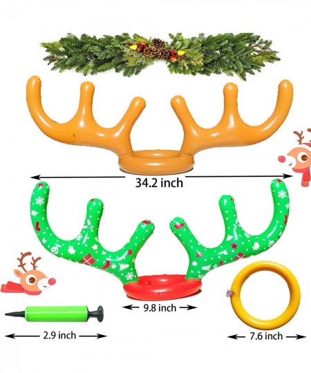 4 Sets Christmas Inflatable Reindeer Antler Ring Toss Game School Family Favors Party Gift Supplies Outdoor Indoor Toy (24 Ri...