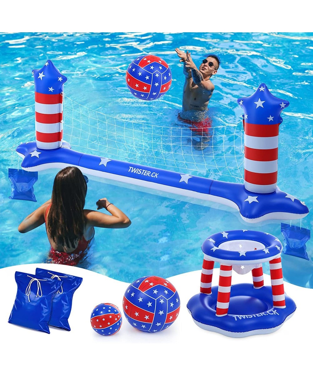 Inflatable Pool Float Set Games Volleyball Net & Basketball Hoops Floating Swimming Game Toy Swimming Pool Water Toys for Adu...