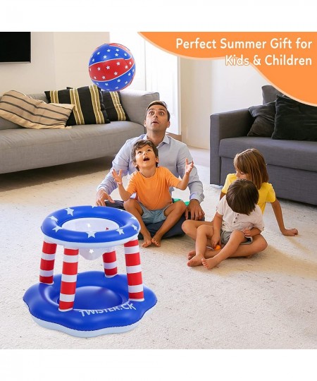 Inflatable Pool Float Set Games Volleyball Net & Basketball Hoops Floating Swimming Game Toy Swimming Pool Water Toys for Adu...