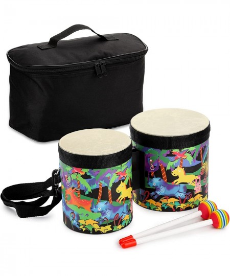 5" and 6" Bongo Drum with Storage Bag and Mallets Hand Drum Kids Drum Set Percussion Instrument Musical Toy for Kids Children...