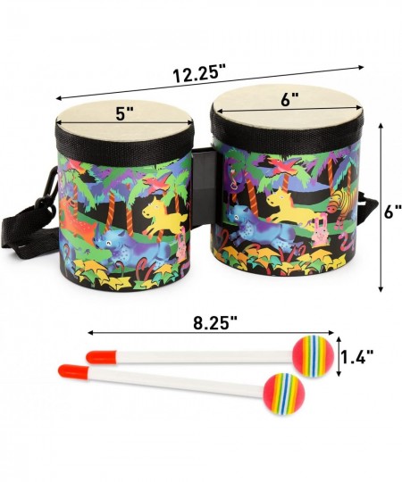 5" and 6" Bongo Drum with Storage Bag and Mallets Hand Drum Kids Drum Set Percussion Instrument Musical Toy for Kids Children...