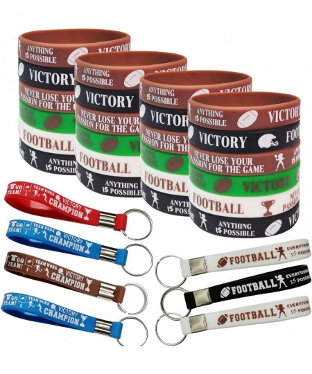 24 PCS Football Motivational Rubber Bracelets and Keychains - Super Bowl Sports/Football Birthday Party Favors Supplies Decor...