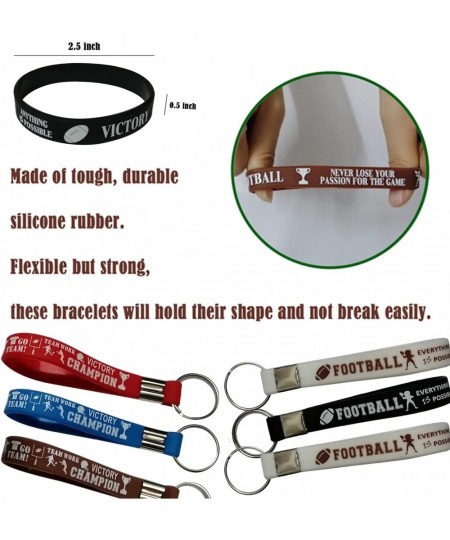 24 PCS Football Motivational Rubber Bracelets and Keychains - Super Bowl Sports/Football Birthday Party Favors Supplies Decor...