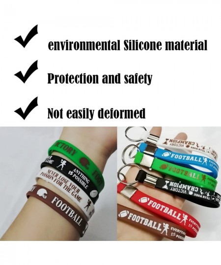 24 PCS Football Motivational Rubber Bracelets and Keychains - Super Bowl Sports/Football Birthday Party Favors Supplies Decor...