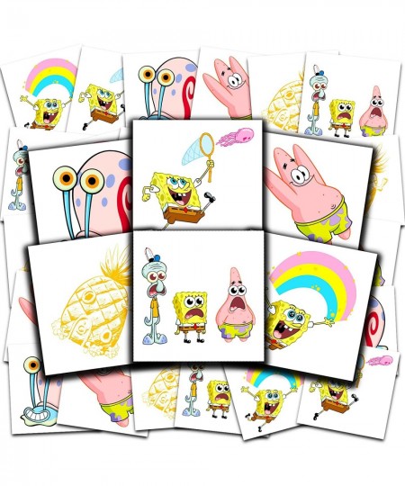 Spongebob Squarepants Tattoos Party Favors Bundle ~ 70+ Pre-Cut Individual 2" x 2" Spongebob Temporary Tattoos for Kids Boys ...