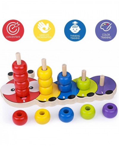 Wooden Stacking Rings Baby Toys for Toddlers Caterpillar Rainbow Counting Game Montessori Preschool Early Learning Educationa...