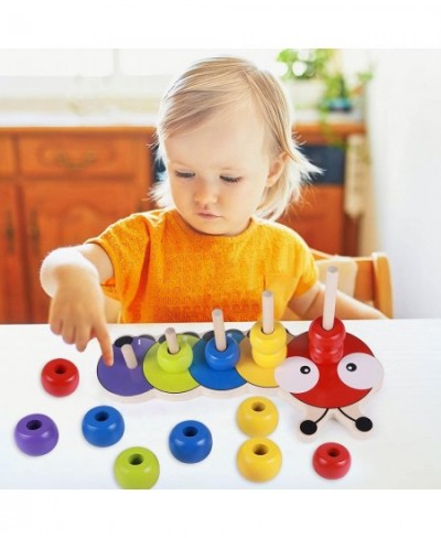 Wooden Stacking Rings Baby Toys for Toddlers Caterpillar Rainbow Counting Game Montessori Preschool Early Learning Educationa...