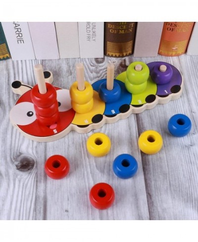 Wooden Stacking Rings Baby Toys for Toddlers Caterpillar Rainbow Counting Game Montessori Preschool Early Learning Educationa...