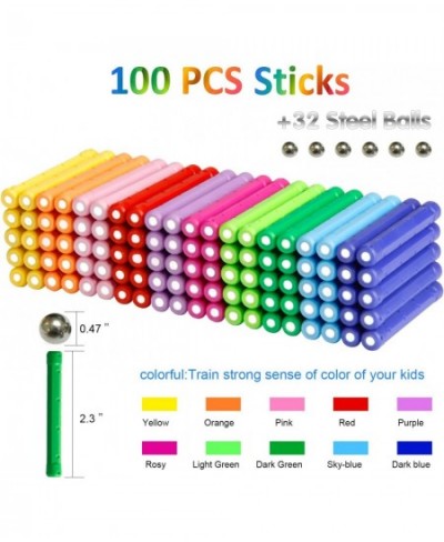 Magnetic Building Blocks [ 132 Pieces ] Lengthen Building Sticks Set Magnet Stem Toys Set Non-Toxic Building 3D Puzzle Boys T...